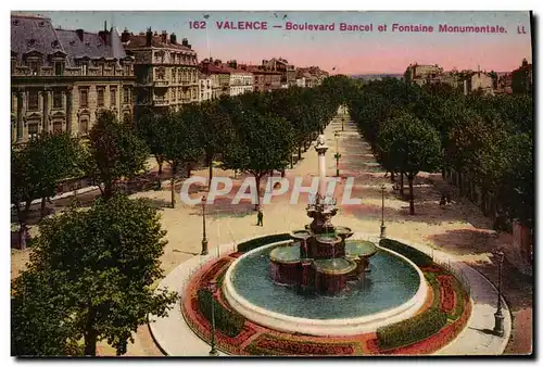 Cartes postales Valence Boulevard Bancel et Fontaine monumentale