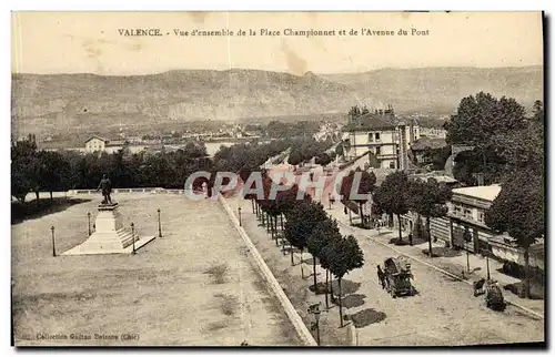 Cartes postales Valence Vue d ensemble d ela place Championnet et de l avenue du pont