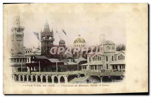 Cartes postales Exposition de 1900 Pavillons de Monaco Suede Grece Paris