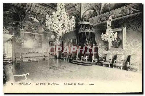 Cartes postales Monaco Le Palais du Prince La Salle du trone