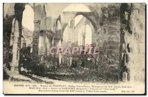 Cartes postales Ruines de Nieuport Notre Dame Militaria