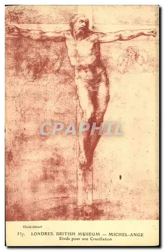 Cartes postales Londres British Museum Michel Ange Etude pour une crucifixion