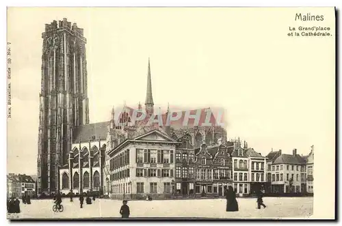 Cartes postales Malines La Grand Place et la Cathedrale
