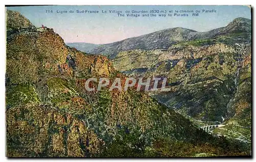 Cartes postales Ligne du Sud France Le village de Gourdon et le chemin du paradis