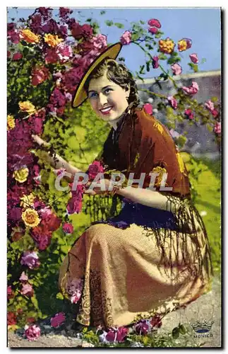 Cartes postales Cote d azur Cueillette des fleurs Femme