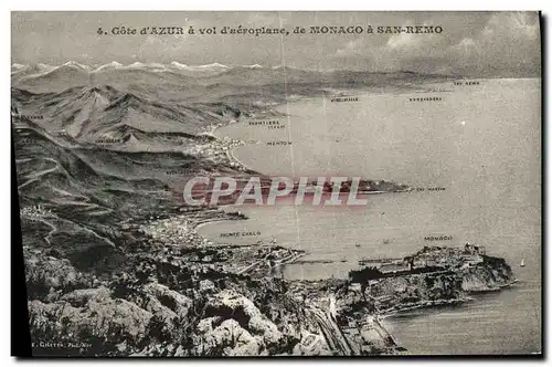 Cartes postales Monaco a San Remo Vue d aeroplane