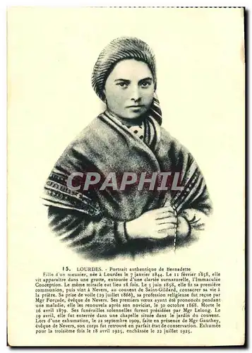 Cartes postales Lourdes Portrait authentique de Bernadette