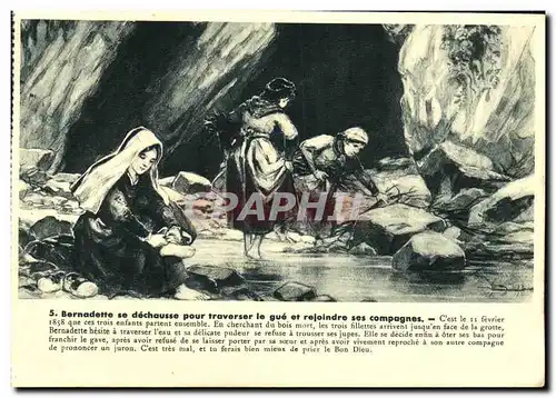 Cartes postales Bernadette se Dechausse Pour Traverser le Gue et Rejoindre ses compagnons Lourdes