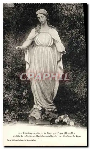 Cartes postales Pelerinage De N D de Sion Par Praye Modele de la statue de Marie immaculee elevee sur la Tour