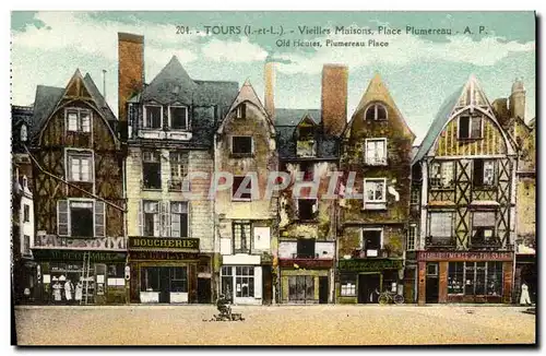 Cartes postales Tours Vieilles Maisons Place Plumereau Boucherie