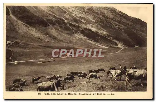 Ansichtskarte AK Col des Aravis Route Chapelle et Hotel Vaches