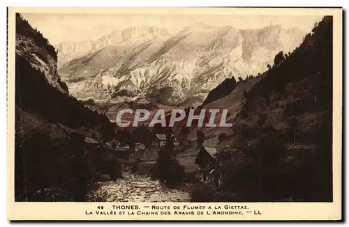 Cartes postales Thones Route de Flumet a la Giettaz La vallee et la chaine des Aravis de l Arondine