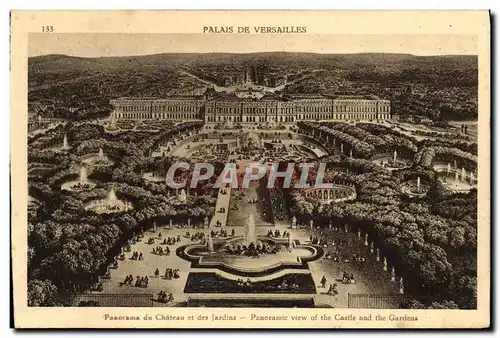 Cartes postales Palais de Versailles Panorama du Chateau et des Jardins