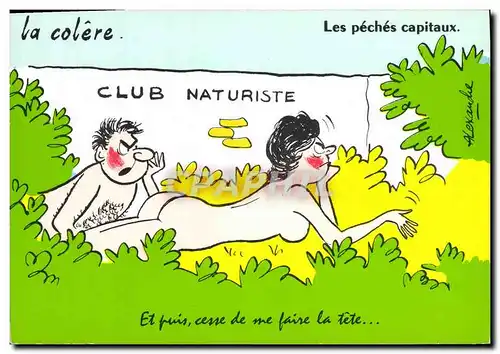 Cartes postales moderne La Colere Les Peches Capitaux Club naturiste