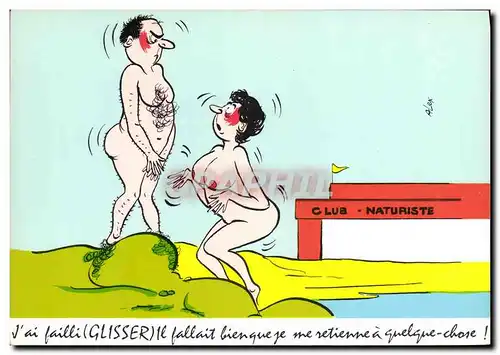 Cartes postales moderne Glisser Club naturiste