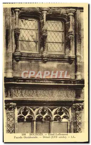 Cartes postales Bourges Hotel Lallemant Facade Occidentale Detail XVl e siecle