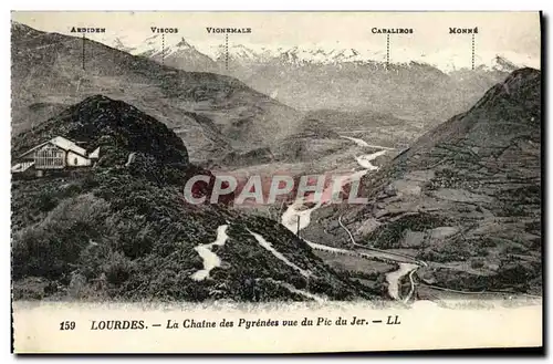 Ansichtskarte AK Lourdes La Chaine des Pyrenees Vue du Pic du Jer