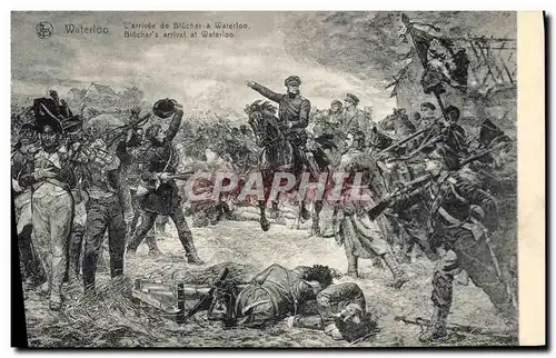 Cartes postales Waterloo L Arrivee de Blucher a Waterloo Militaria
