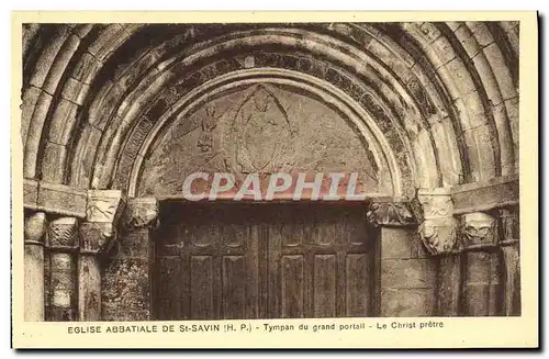 Ansichtskarte AK St Savin L Eglise Abbatiale Tympan du Grand Portail Le Christ pretre