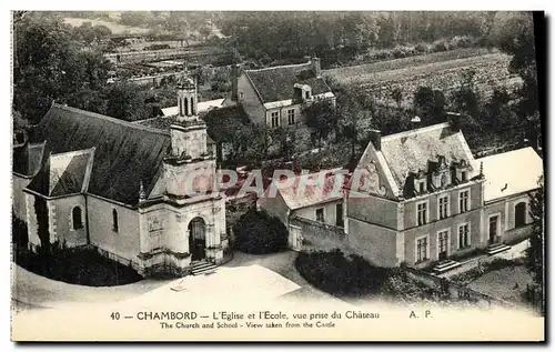 Ansichtskarte AK Chateau de Chambord L Eglise et L Ecole Vue Du Chateau