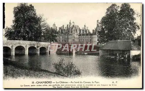 Cartes postales Chateau de Chambord Au Bord du Cosson le Pont