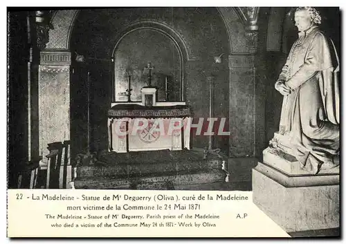 Cartes postales La Madeleine Statue de M Deguerry Cure de la Madeleine mort victime de la Commune 24 mai 1871 Pa