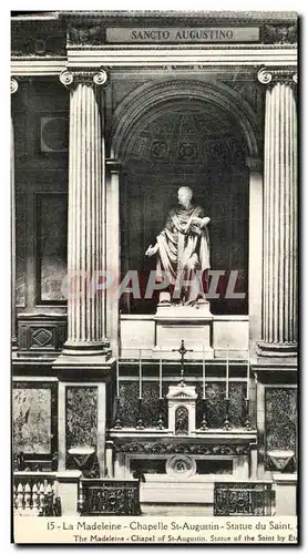 Cartes postales La Madeleine Chapelle Ste Augustin Statue du Saint par Esex Paris