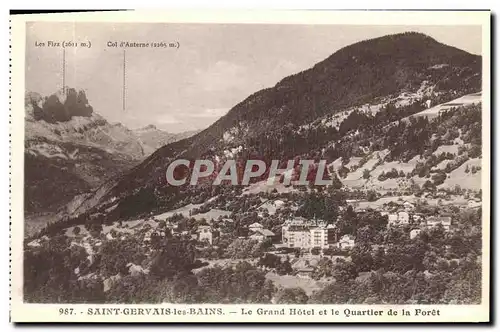 Cartes postales Saint Gervais les Bains Le Grand Hotel et le Quartier de la Foret