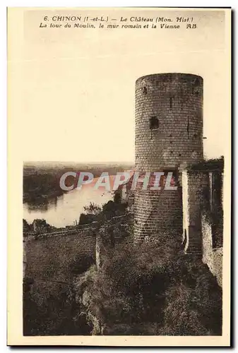 Cartes postales Chinon Le Chateau La Tour du Moulin le Mur Romain et la Vienne