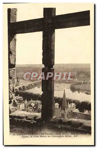 Cartes postales Chinon Le Chateau Paysage sur la Vienne vu d une fenetre du chateau du milieu