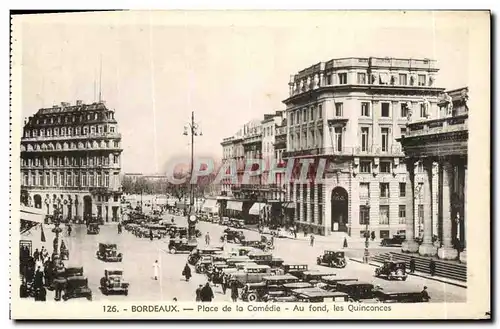 Cartes postales Bordeaux Place de la Comedie Au Fond les Quinconces