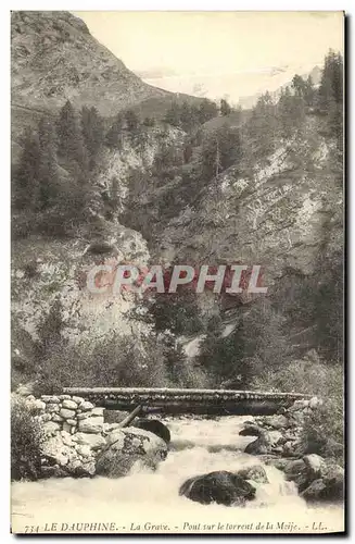 Ansichtskarte AK Dauphine La Grave Pont sur le Torrent de la Meije