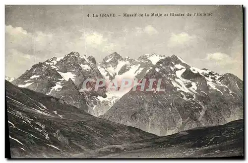 Cartes postales Dauphine La Grave Massif de la Meije et Glacier de L Homme