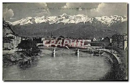 Cartes postales Grenoble Les Quais et la Chaine des Alpes