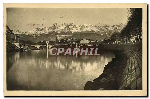 Cartes postales Grenoble Pont de la porte de France Le quai et les Alpes