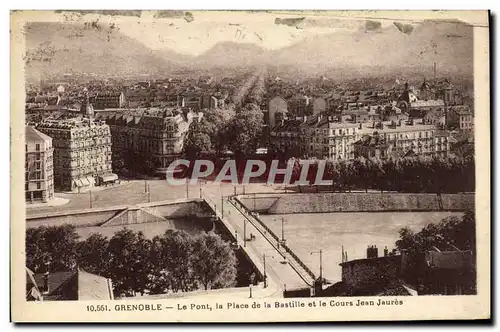 Cartes postales Grenoble Le Pont la Place de la Bastille et le Cours Jean Jaures