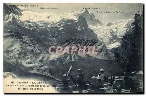 Cartes postales La Grave La Meije et ses glaciers vus de la terrasse de l hotel de la Meije