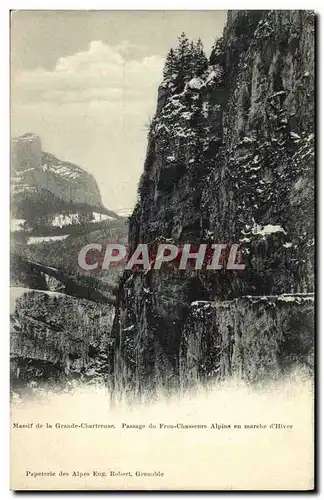 Ansichtskarte AK Dauphine Massif de la Grande Chartreuse Passage du Frou Chasseurs alpins en marche d hiver