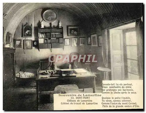 Cartes postales Souvenirs de Lamartine Saint Point Chateau de Lamartine Cabinet de travail