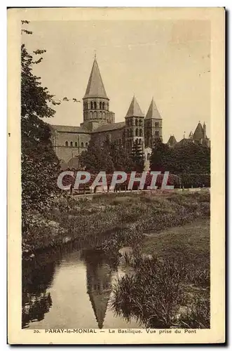 Cartes postales Paray Le Monial La Basilique Vue prise du pont