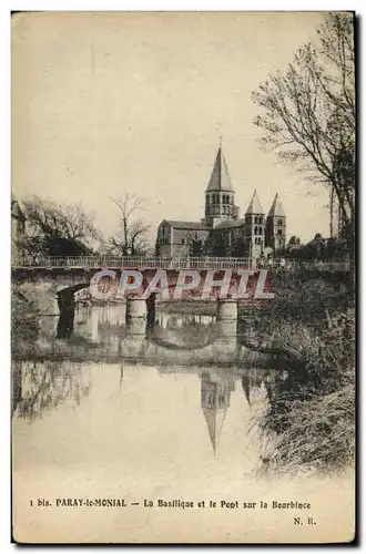 Cartes postales Paray le Monial La Basilique et Pont sur la Bourbince