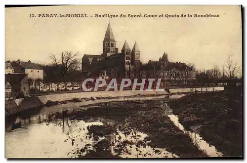 Cartes postales Paray le Monial Basilique du Sacre Coeur et quais de la bourbince