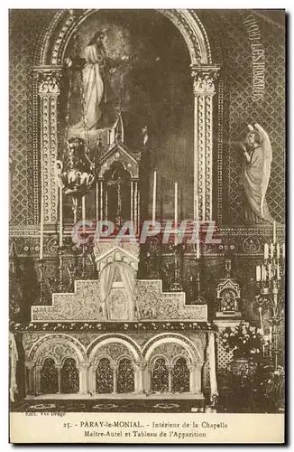 Cartes postales Paray le Monial Interieur de la Chapelle Maitre Autel et Tableau de l apparition