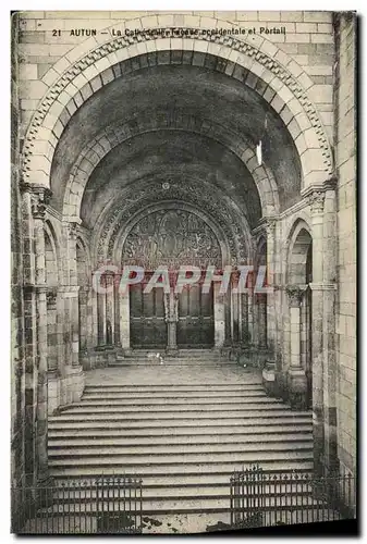 Cartes postales Autun La Cathedrale Facade occidentale et portail