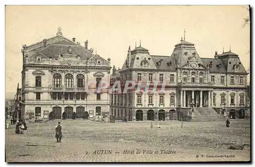 Ansichtskarte AK Autun Hotel de Ville et Theatre