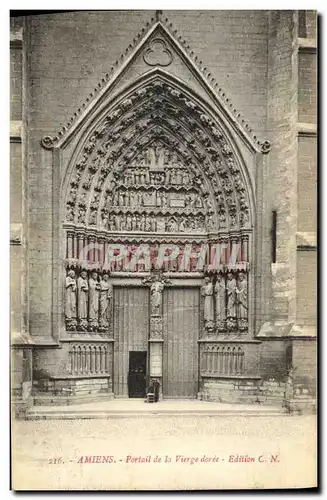 Cartes postales Amiens Portail de la Vierge doree