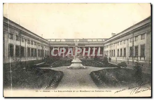 Cartes postales Amiens La Biblotheque et le Monument de Frederic Petit