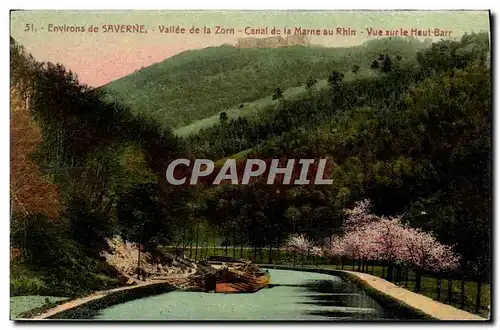 Cartes postales Environs de Saverne Vallee de la Zorn Canal de la Marne au Rhin Vue sur le Haut Barr peniche