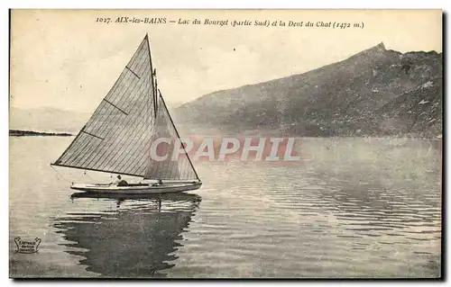 Cartes postales Aix Les Bains Lac du Bourget et la dent du chat Bateau