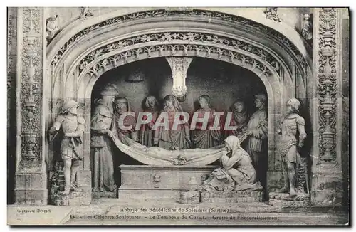 Cartes postales Solesmes Abbaye des Benedictins Les celebres sculptures Le tombeau du Christ Grotte de l ensevel